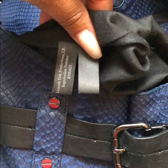 Kenneth Cole Navy Python Hobo Bag - Picture 6 of 8